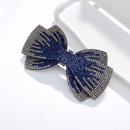 Rhinestone Bow Hairpin Back Head Clip Headdress Spring Clip