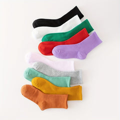10 Pairs Solid Mid Tube Socks Women's Stockings