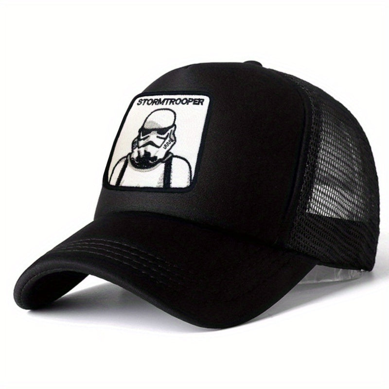 Mesh Trucker Baseball Cap Mask Man Pattern Embroidered Casual Hat