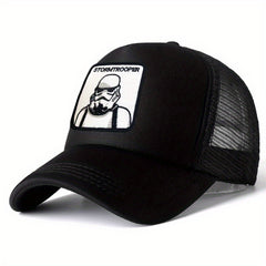 Mesh Trucker Baseball Cap Mask Man Pattern Embroidered Casual Hat