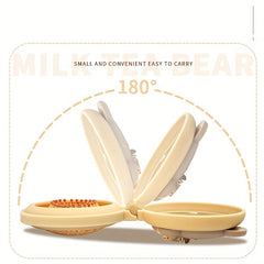 Portable Bear Decor Hairbrush Mirror Kit Airbag Massage Comb