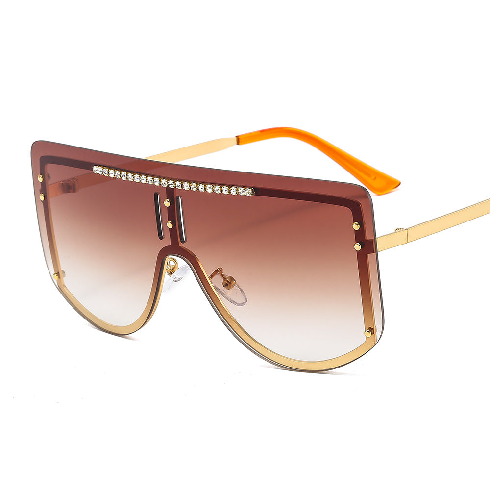 Oversize Metal Sunglasses Colorful Rhinestone Glasses