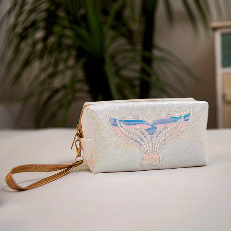 Mermaid Tail Makeup Bag Laser Travel Cosmetic Bag Organizer With Wrist Strap