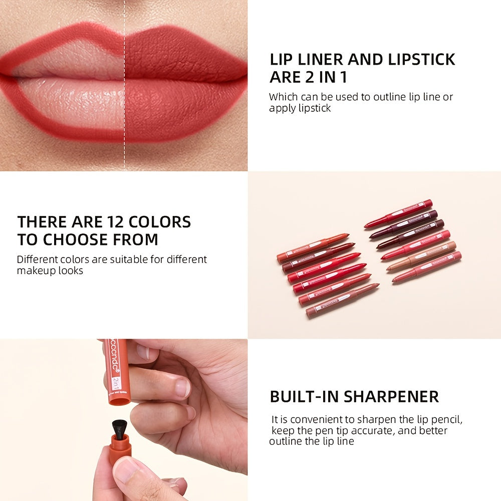 2-In-1 Lip Liner Waterproof & Sweat-proof Velvet Matte Lipstick