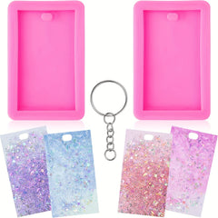 12pcs Rectangle Tag Keychain Silicone Mold Resin Keychain Mold