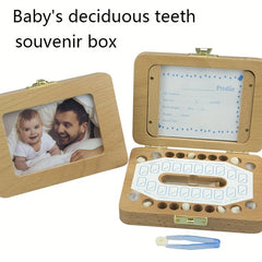 AnAnBaby Keepsake Box Solid Wood Photo Frame with Name Date First Tooth