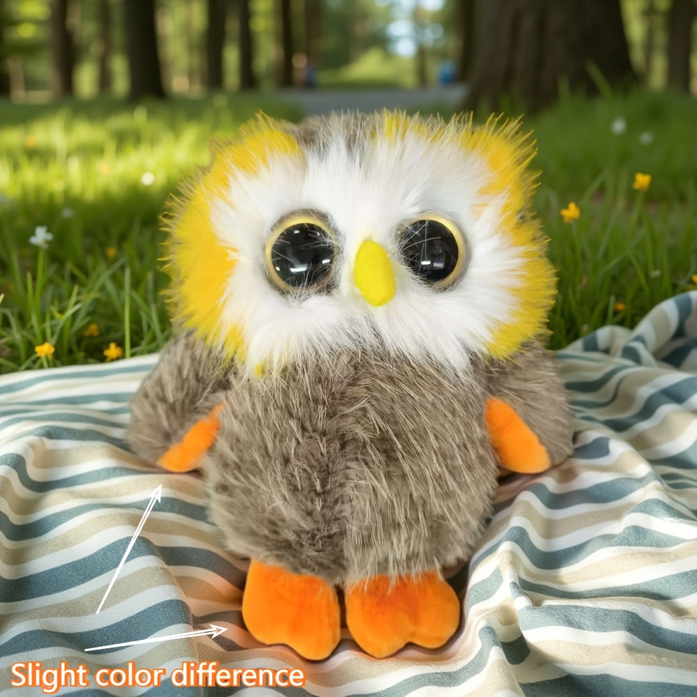 Owl Plush Doll with Expressive Eyes and Fluffy Feathers