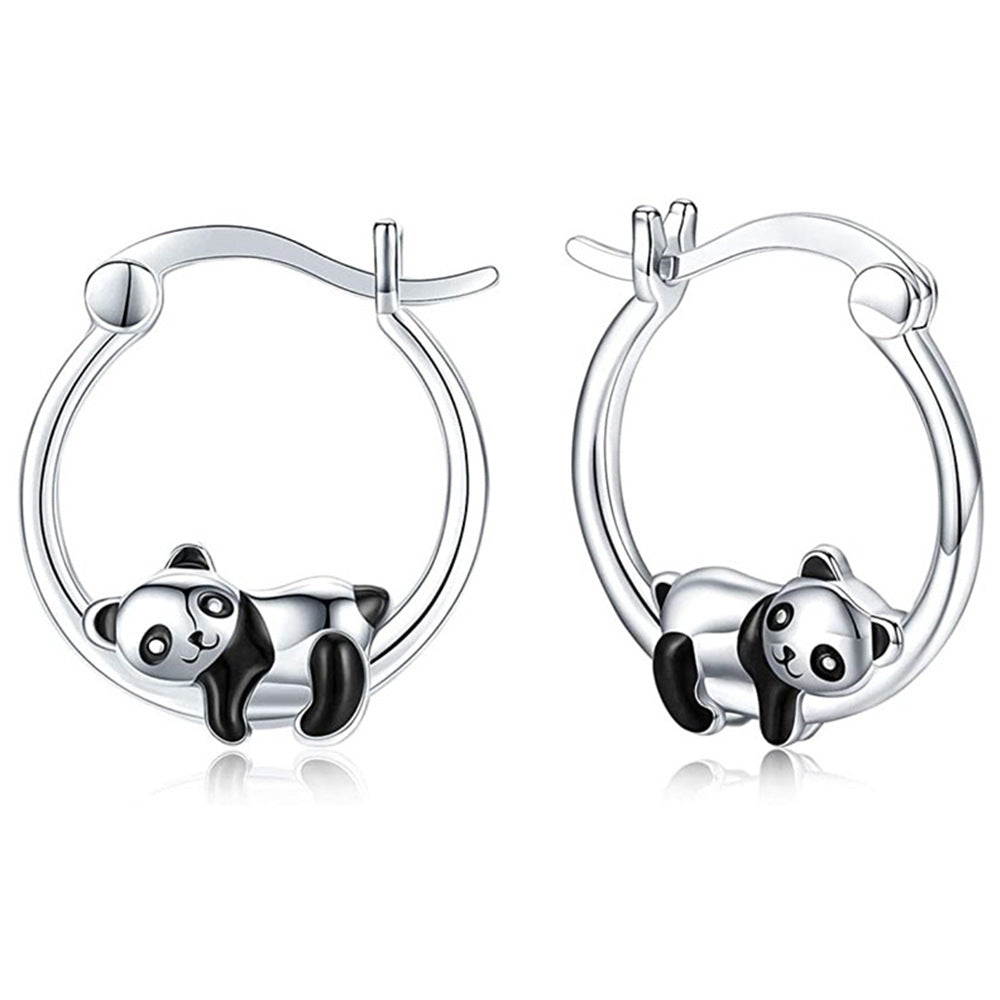 Panda Hoop Earrings Animal Ear Jewelry Women Girls
