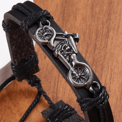 Men's Vintage Leather Bike Bracelet