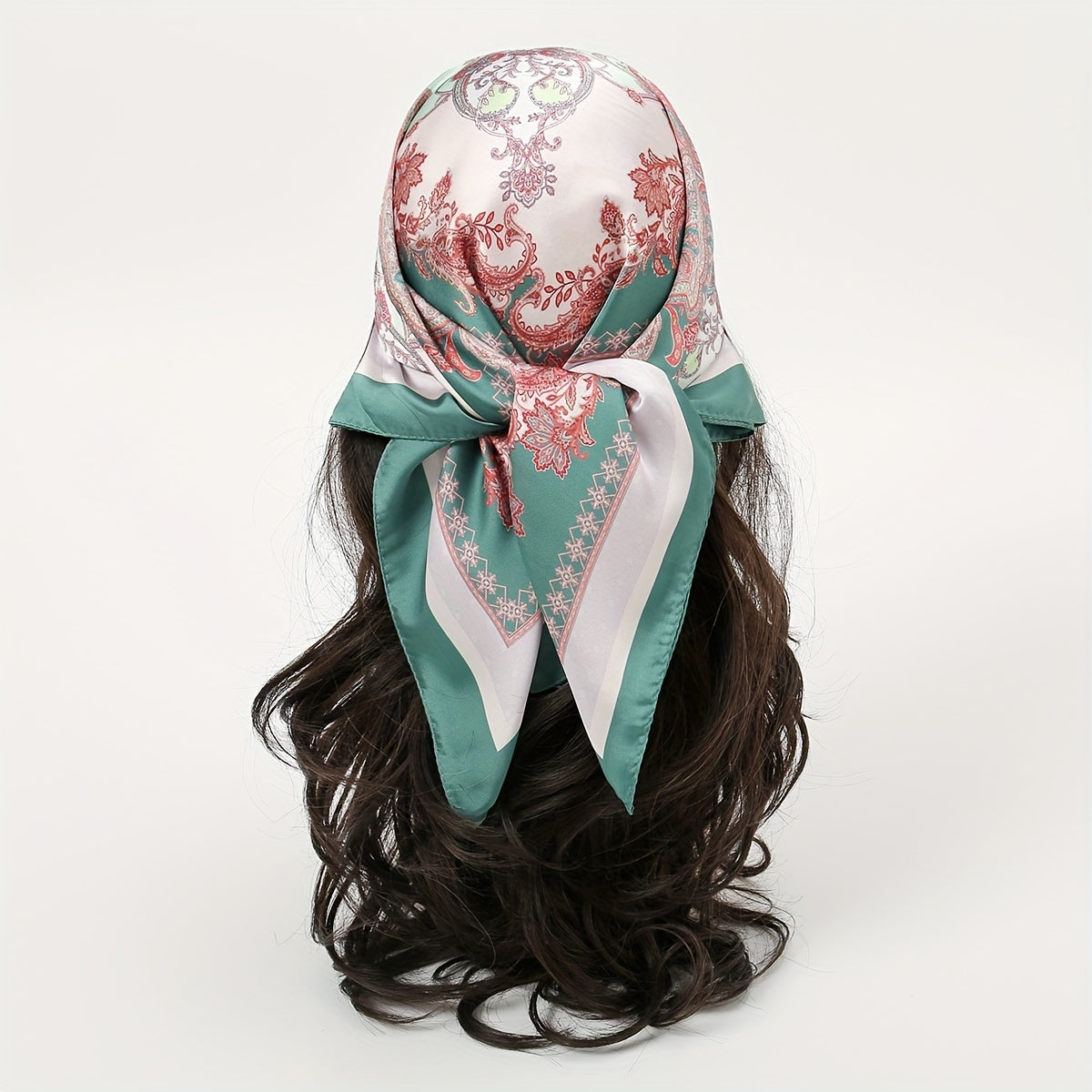 Paisley Print Bandana Satin Square Scarf Neckerchief Head Wrap for Women