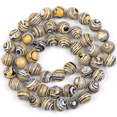 4mm Yellow Stripe Stone Loose Beads DIY Jewelry Making