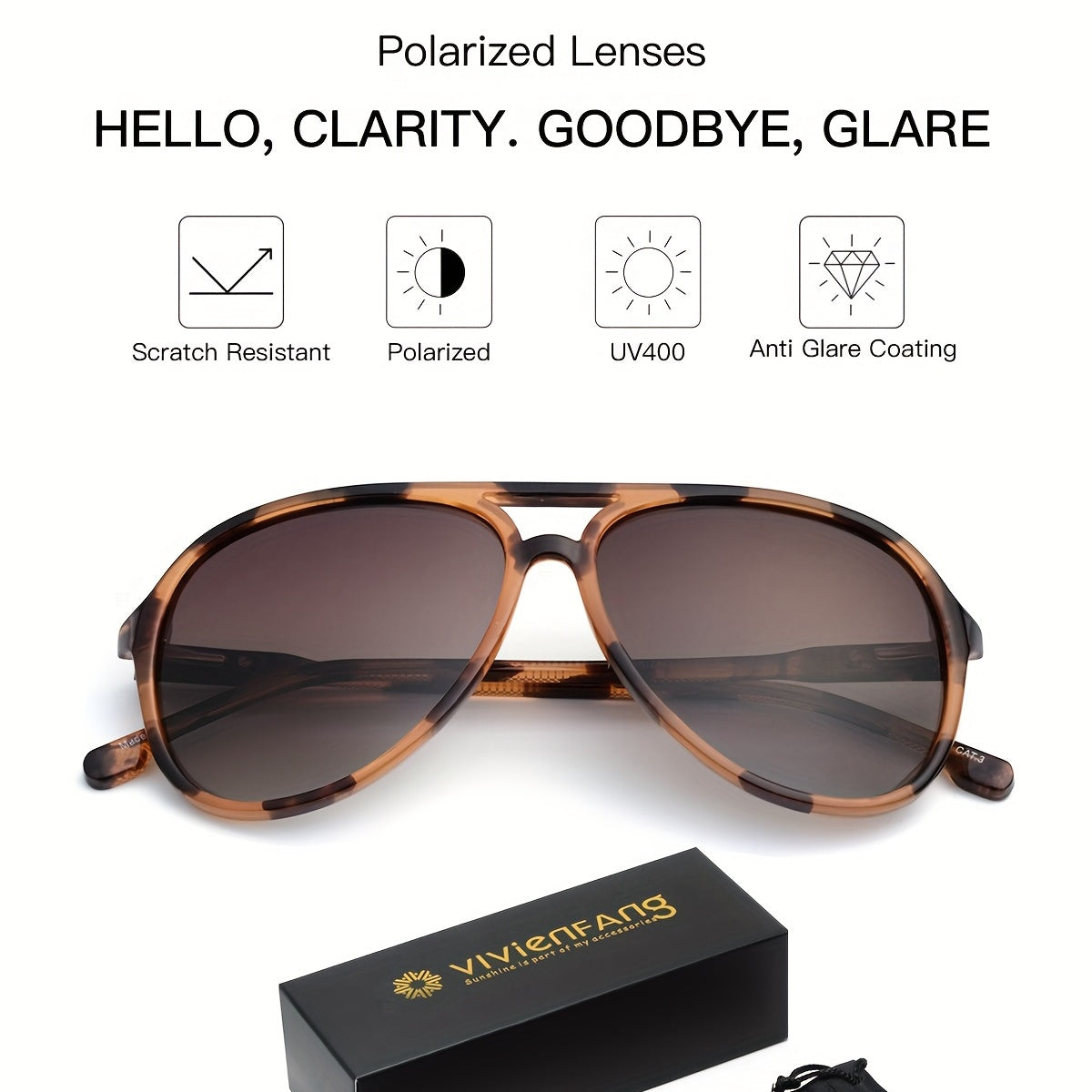 VINTAGE TORTOISE AVIATOR SUNGLASSES POLARIZED GRADIENT LENSES