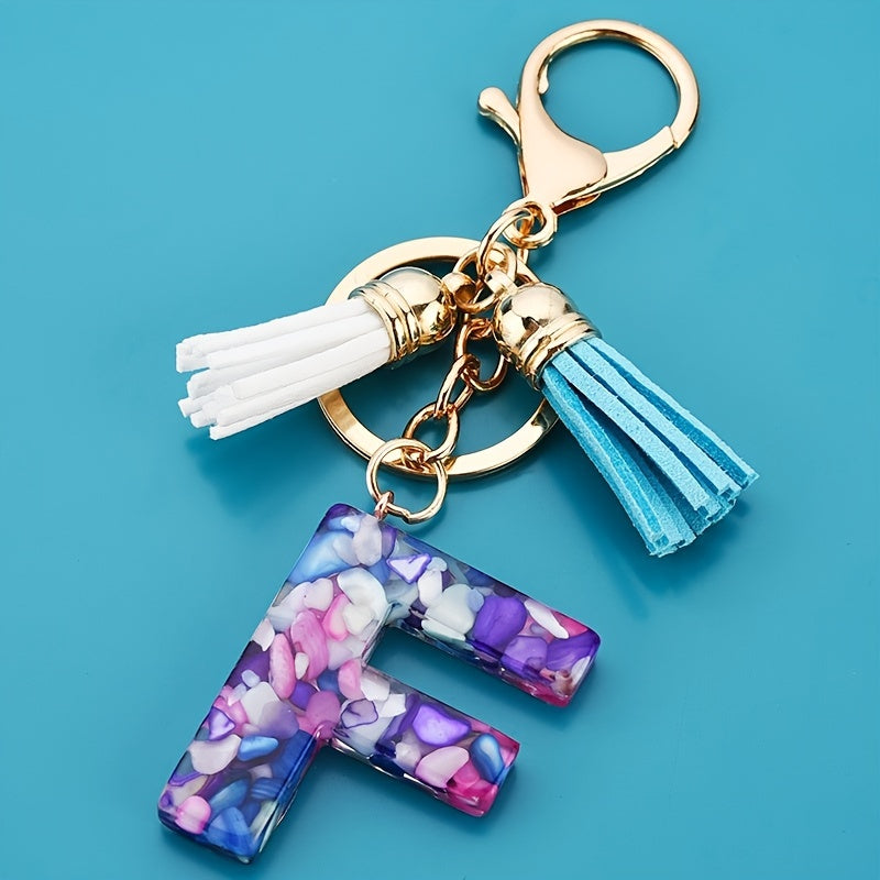 Alphabet Resin Keychain Ring Purse Bag Charm Women Girls Gift