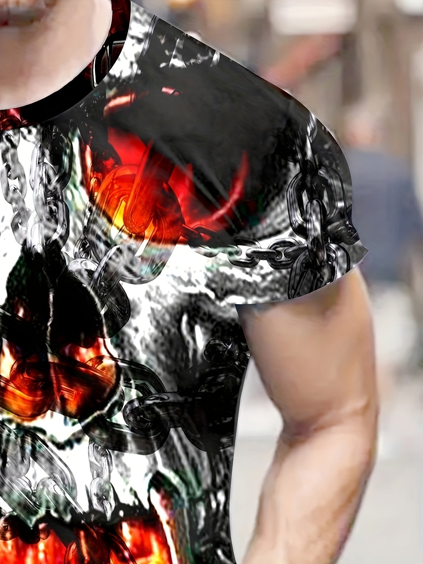Skull 3D Pattern Print Men's Short Sleeve T-shirt Graphic Tee