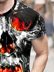 Skull 3D Pattern Print Men's Short Sleeve T-shirt Graphic Tee