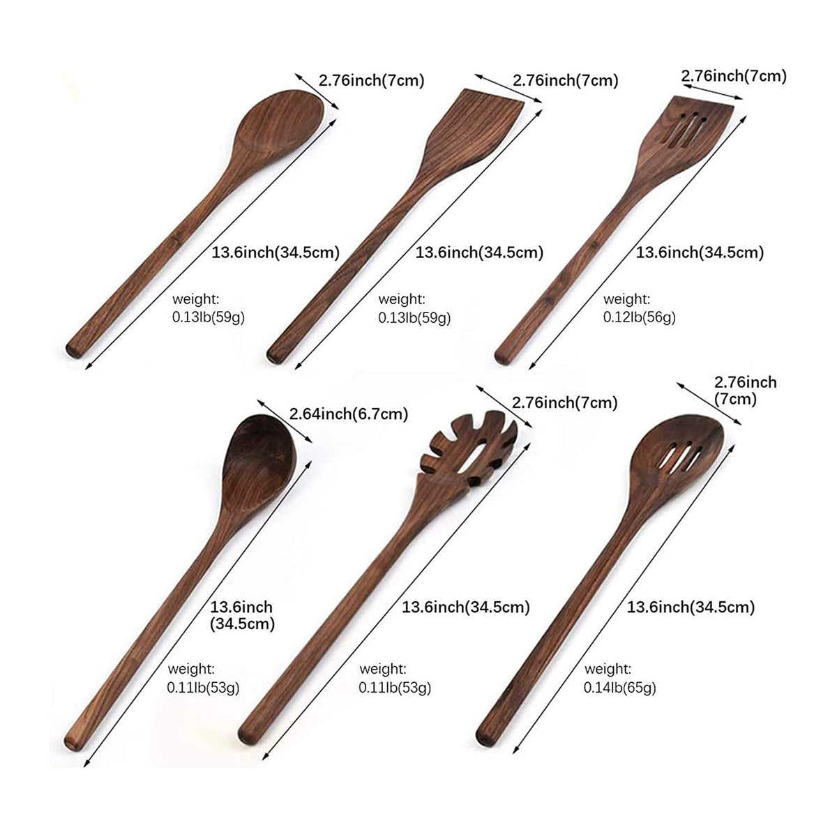 6pcs Walnut Wood Kitchen Utensils Set for Cooking