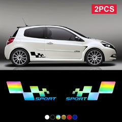 2pcs Reflective Racing Lattice Car Stickers. Square Graphic Design
