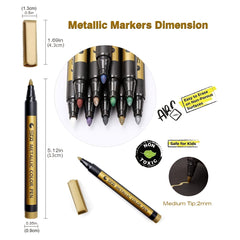 10pcs Metallic Marker Pens Set Medium Tip for Paper Rock Scrapbooking