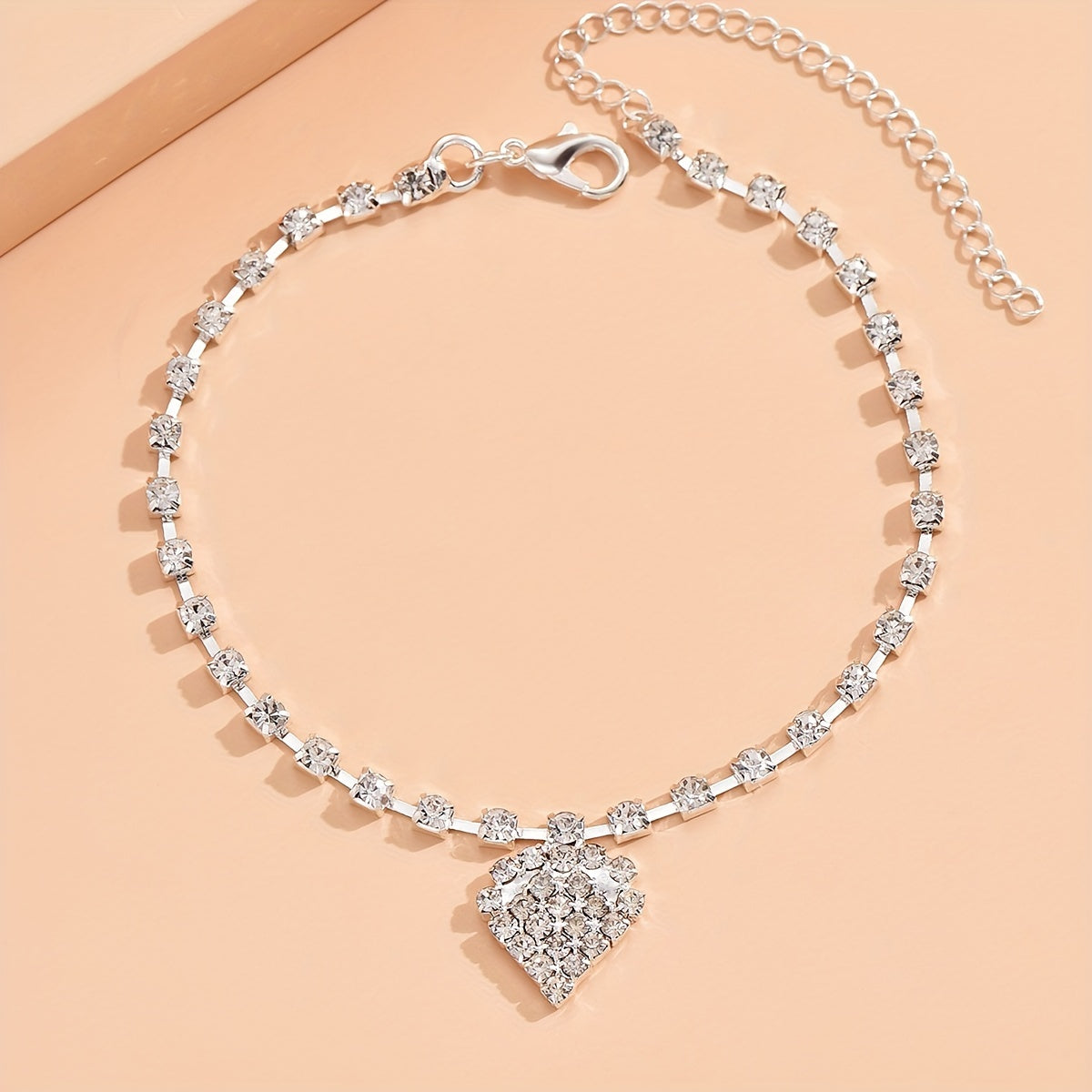 Rhinestone Chain Love Anklet Beach Silver Anklet