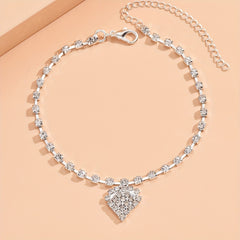 Rhinestone Chain Love Anklet Beach Silver Anklet