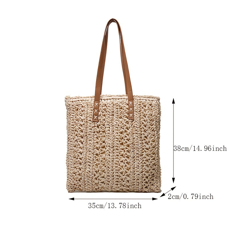 Summer Straw Beach Tote Bag Large Capacity Shoulder Handbag