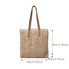 Summer Straw Beach Tote Bag Large Capacity Shoulder Handbag