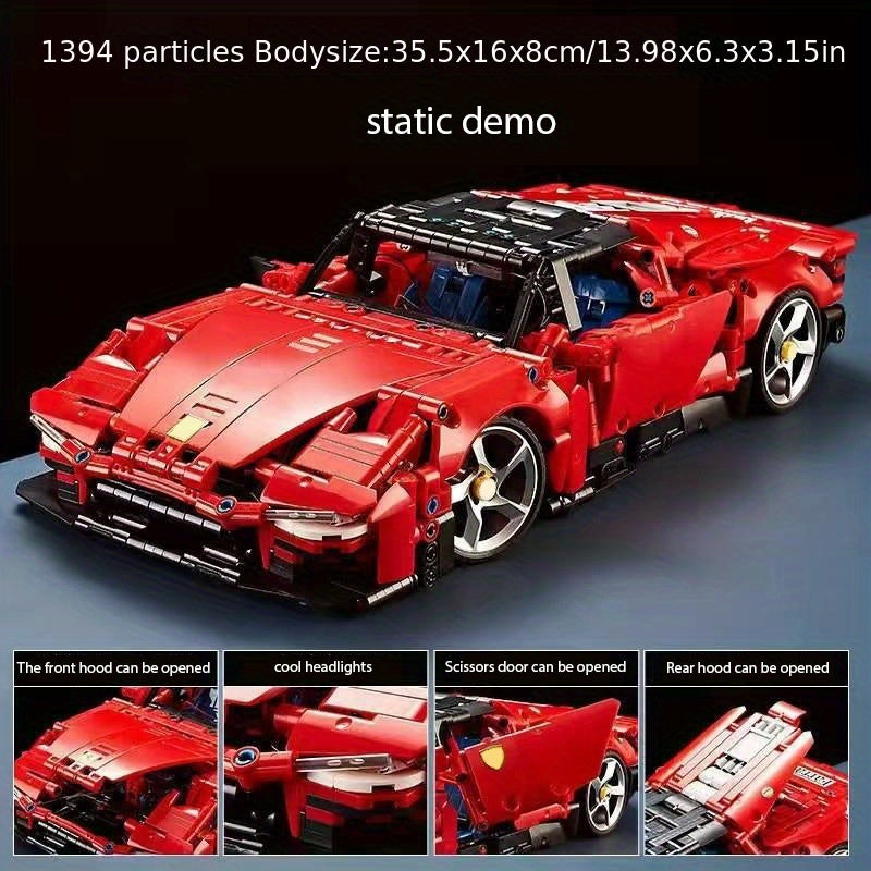 1:14 Scale Red Supercar Building Blocks Model Kit