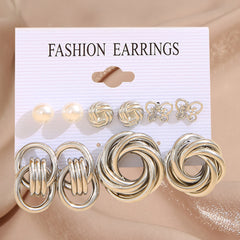 9 Styles Heart Butterfly Geometric Earrings Set Women's Jewelry