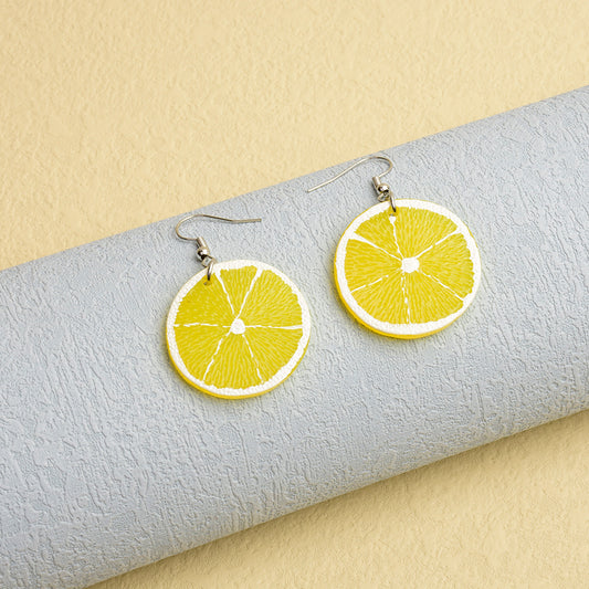 Fruit Dangle Drop Earrings Lemon Lime Orange Acrylic Summer Fun Jewelry