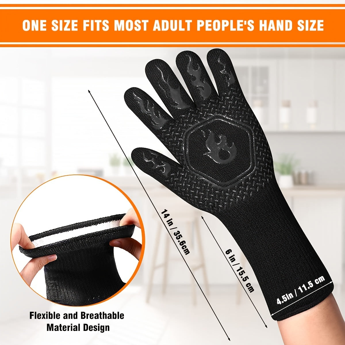 Heat Resistant Protective Mitts 1472 F Silicone Gloves