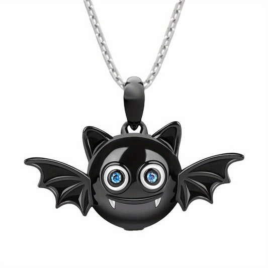 Girl's Bat Pendant Necklace Zircon Halloween Gift