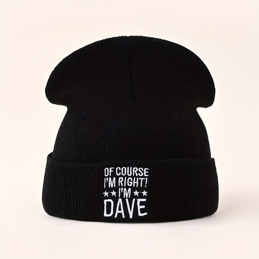 Y2K DAVE Embroidered Knitted Hat Ear Protection Warm Beanie
