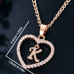 Heart Pendant Name Initial Necklace Zircon Heart Necklace Jewelry