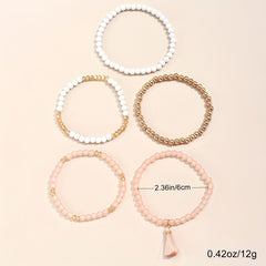 Boho Tassel Pendant Beaded Bracelet Set Hand Jewelry 5 Pcs