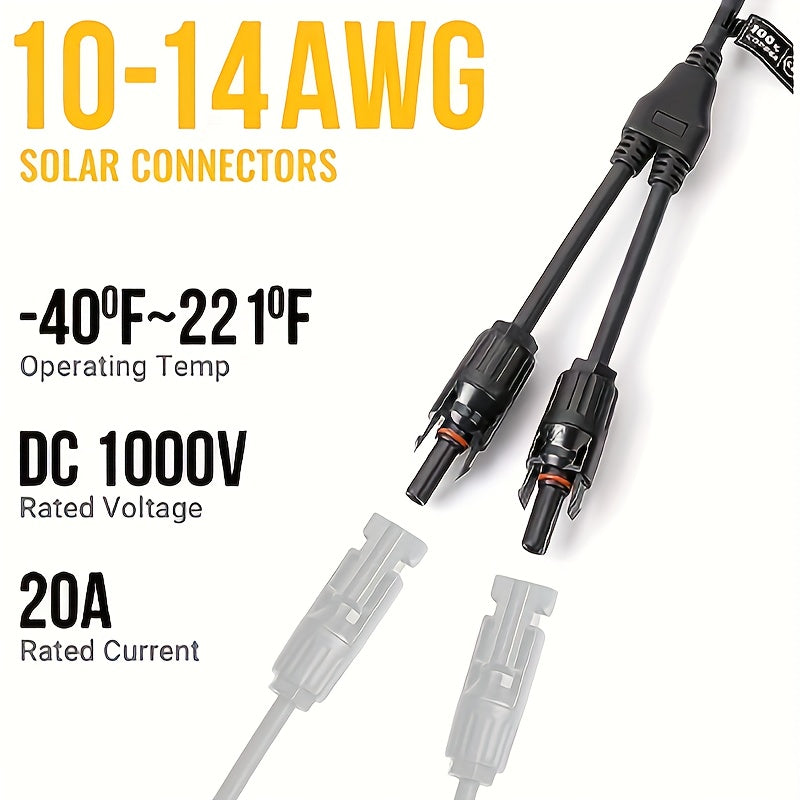 Solar Y Branch Connectors Long Solar Panel Parallel Connectors