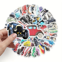 50pcs Vintage Retro Car Stickers for Notebooks Skateboards Cars & More