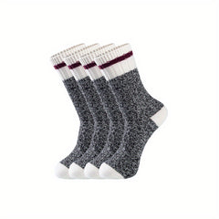 Warm Striped Crew Socks for Women