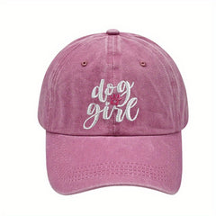 Dog Girl Embroidery Baseball Cap Washed Distressed Dad Hats