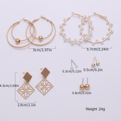 6 Pairs Pearl Earrings Set with Elegant Decor