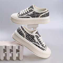 Women's Platform Canvas Shoes Casual Lace Up Outdoor Sneakers