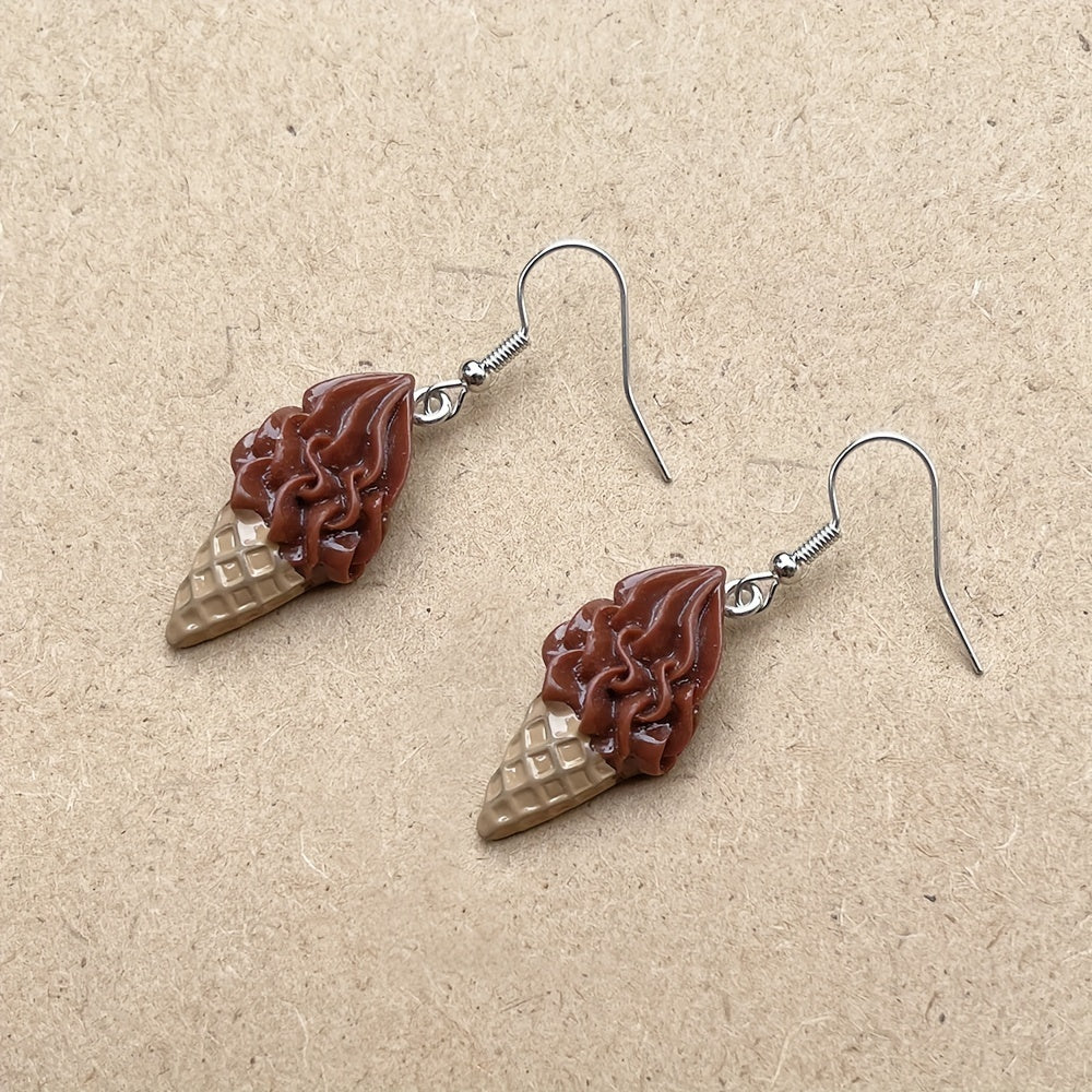 Ice Cream Resin Drop Dangle Earrings Food Accessories For Women