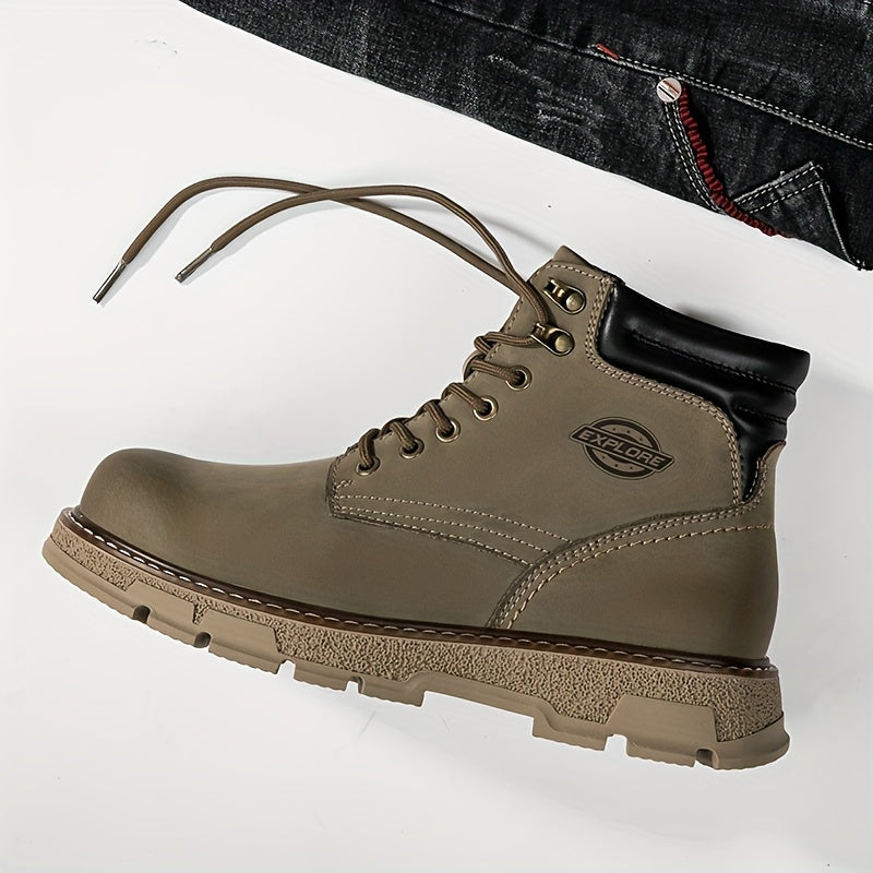 Men's High Top Hiking Boots Non Slip Lace Up Shoes For Outdoor Activities