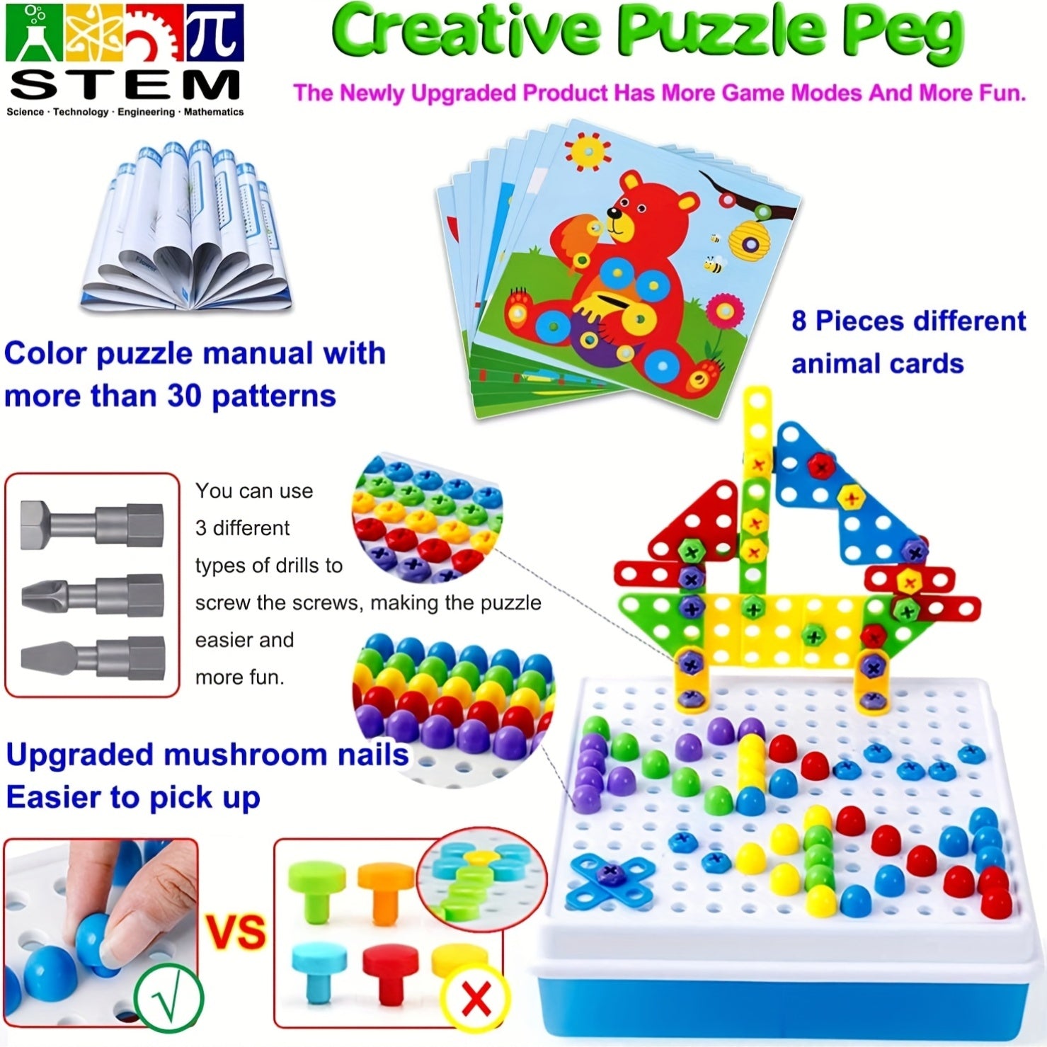 223pcs Screw Building Blocks Toy Set with Toolbox