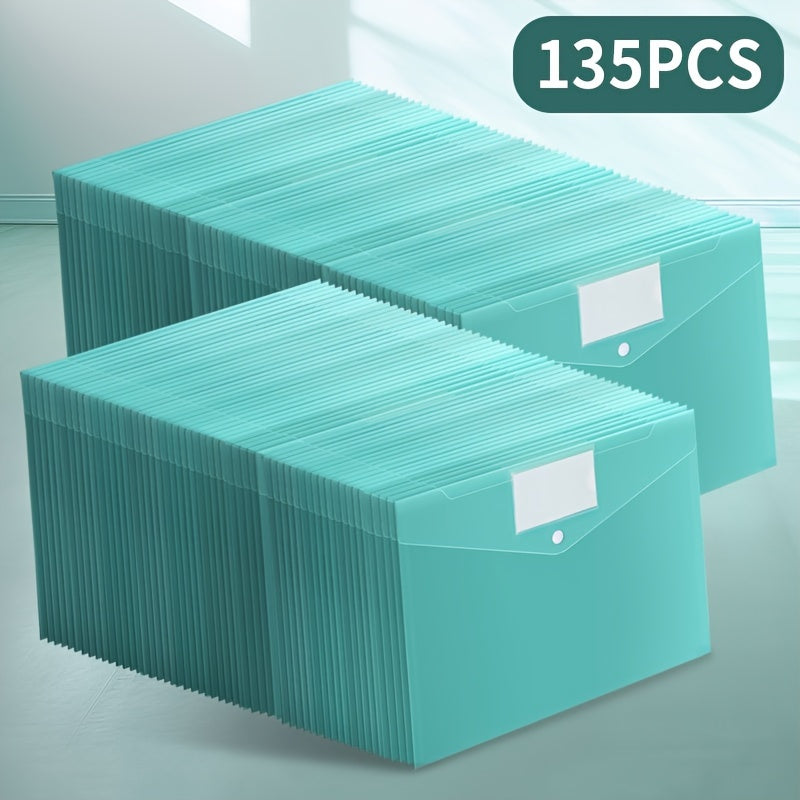 135pcs A4 File Bag PP Waterproof Transparent Office Button File Bag