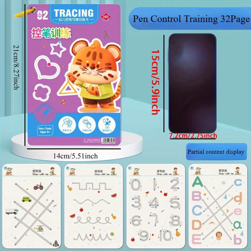 32 Pages Reusable Magic Practice Copybook Set for Pen Control Training