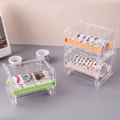Mini Office Stationery Tape Storage Box with Cutting Tape Holder