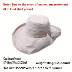 Solid Casual Sun Hat UV Protection Travel Beach Hats Women