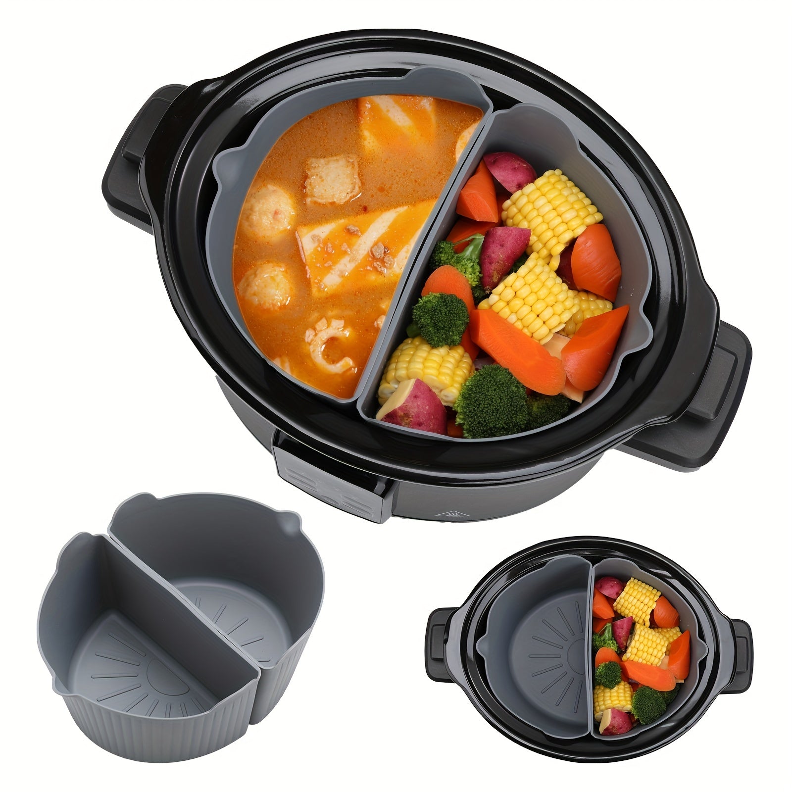 2 in 1 Slow Cooker Divider Liner - Reusable Silicone Leak proof Liner