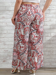  Boho Paisley Print Wide Leg Pants