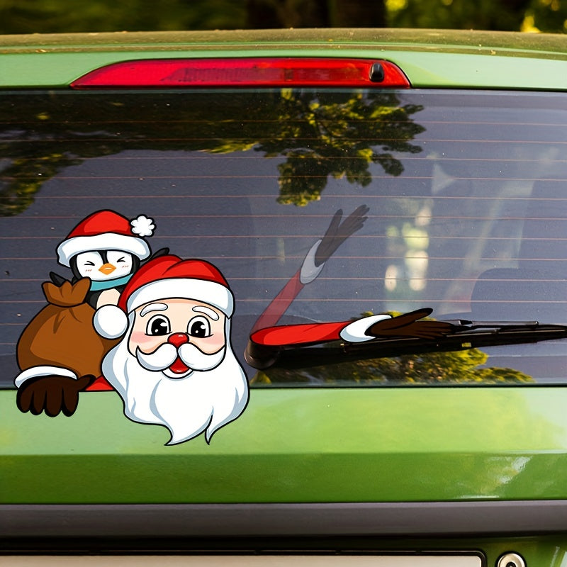 Cartoon Santa Claus Rear Windshield Wiper Sticker